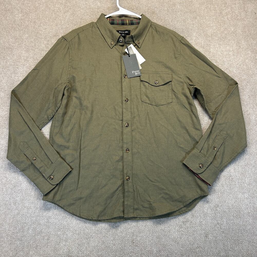 Porter + Ash Cotton Cashmere Flannel Shirt Men's M Long Sleeve Button Down NEW